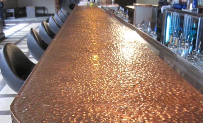 New hammered copper bar top