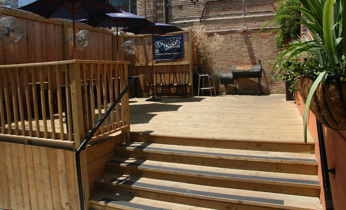 New Ipe wood deck, handrails, and dividing walls