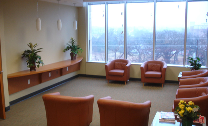 New waiting room with chairs