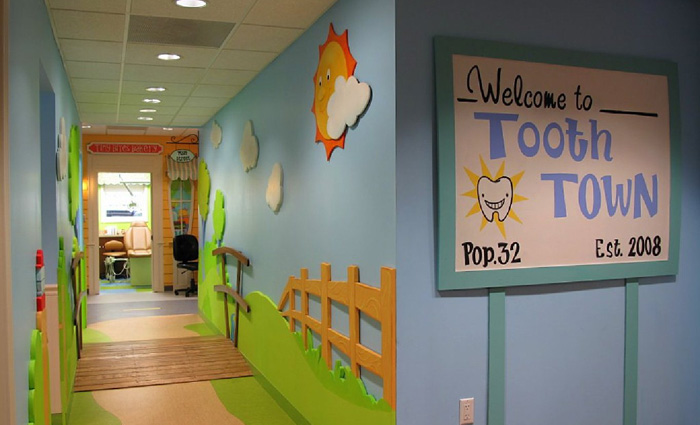 Entrance to Tooth Town, exam rooms